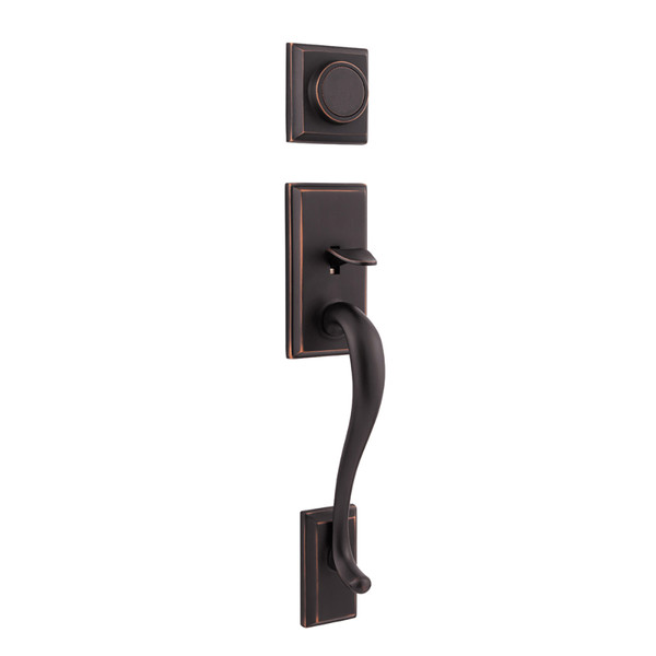 Kwikset 802HE/968HFLRDT-11P Venetian Bronze Hawthorne Dummy Handleset with Halifax Lever and Round Rose