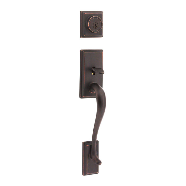 Kwikset 800HE/966HFLSQT-11P Venetian Bronze Hawthorne Single Cylinder Handleset with Halifax Lever and Square Rose