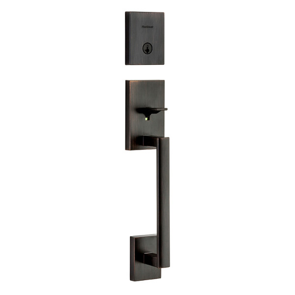 Kwikset 818SCE/971MILSQT-11P Venetian Bronze San Clemente Single Cylinder Handleset with Milan Lever and Square Rose