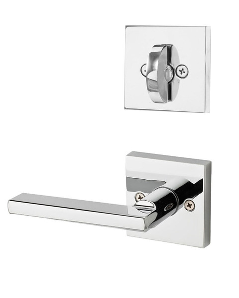 Kwikset 966HFLSQT-26 Polished Chrome Halifax Lever with Square Rosette Single Cylinder Handleset (Interior Side Only)