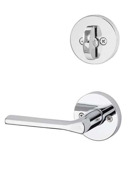 Kwikset 966LSLRDT-26 Polished Chrome Libson Lever with Round Rosette Single Cylinder Handleset (Interior Side Only)