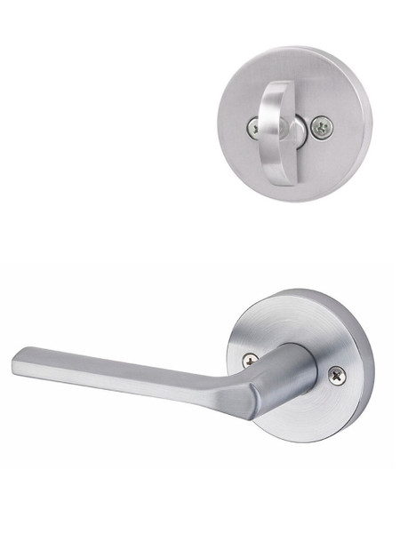 Kwikset 966LSLRDT-26D Satin Chrome Libson Lever with Round Rosette Single Cylinder Handleset (Interior Side Only)