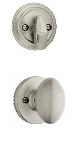 Kwikset 966AO-15 Satin Nickel Aliso Knob Single Cylinder Handleset (Interior Side Only)