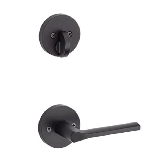 Kwikset 971LSLRDT-514 Iron Black Libson Lever with Round Rosette Single Cylinder Handleset (Interior Side Only)