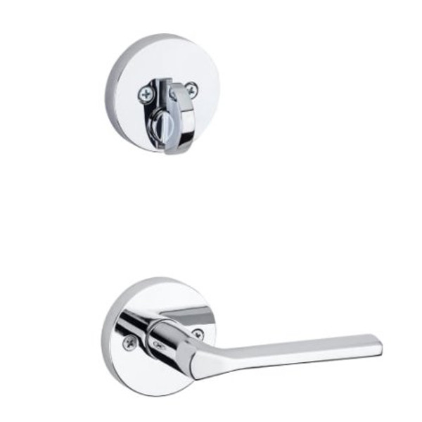 Kwikset 971LSLRDT-26 Polished Chrome Libson Lever with Round Rosette Single Cylinder Handleset (Interior Side Only)