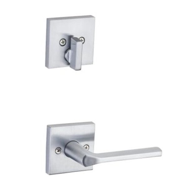 Kwikset 971LSLSQT-26D Satin Chrome Libson Lever with Square Rosette Single Cylinder Handleset (Interior Side Only)