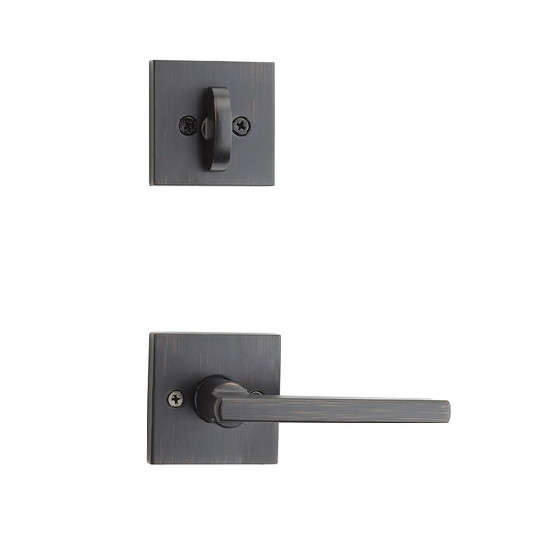 Kwikset 971HFLSQT-11P Venetian Bronze Halifax Lever with Square Rosette Single Cylinder Handleset (Interior Side Only)
