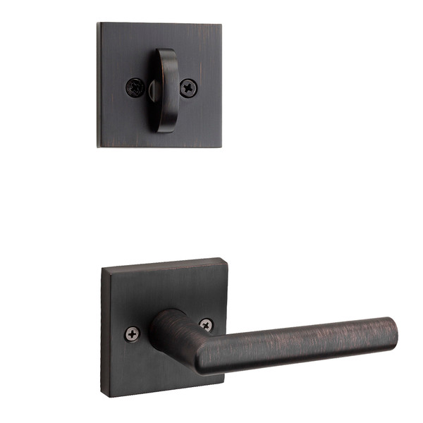 Kwikset 971MILSQT-11P Venetian Bronze Milan Lever with Square Rosette Single Cylinder Handleset (Interior Side Only)