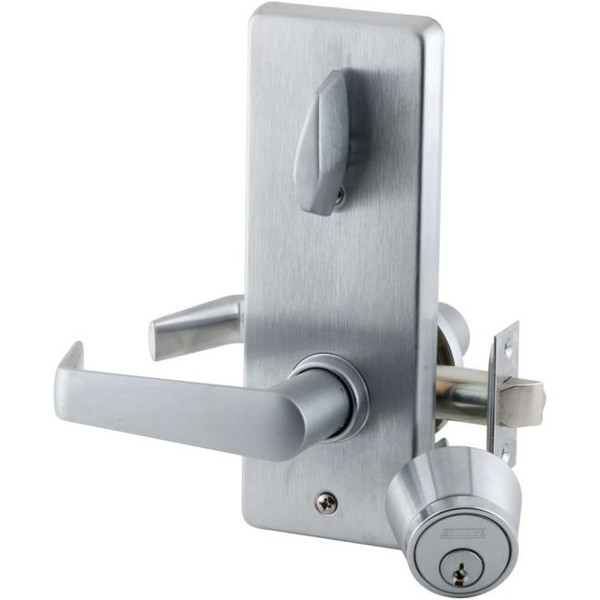 Schlage S210PD-SAT-609 Antique Brass Entrance Single Locking Interconnected Saturn Handle