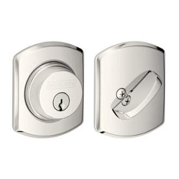 Schlage B60GRW618 Polished Nickel Single Cylinder Greenwich Deadbolt