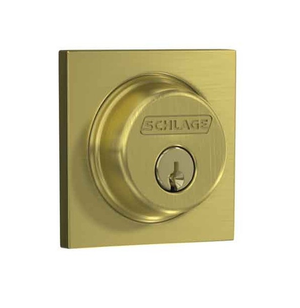 Schlage B60COL608 Satin Brass Single Cylinder Collins Deadbolt