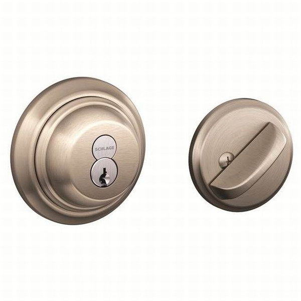 Schlage B60R6619 Satin Nickel Interchangeable Core 6-Pin Single Cylinder Deadbolt 