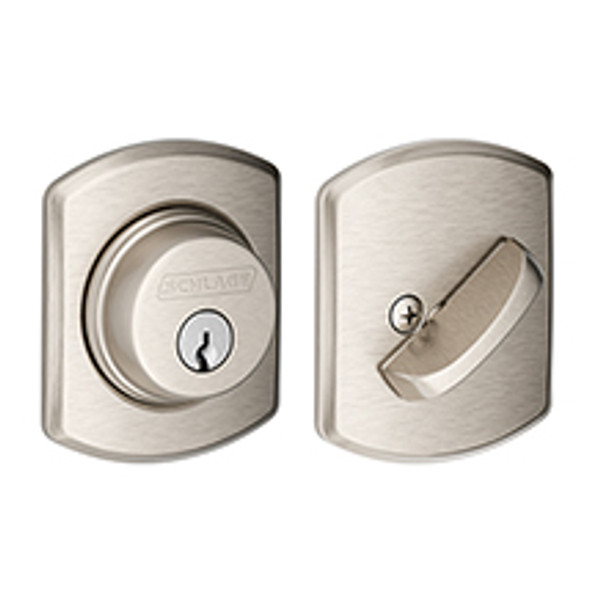 Schlage B60GRW619 Satin Nickel Single Cylinder Greenwich Deadbolt