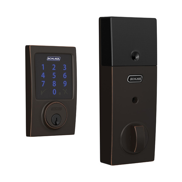 Schlage BE469ZPCEN716 Century Electronic Touchscreen Deadbolt with Z-Wave Technology Aged Bronze Finish