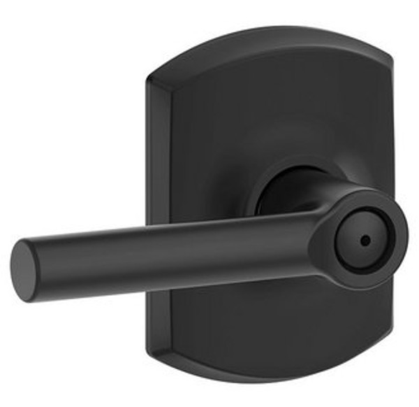 Schlage F40BRW622GRW Matte Black Privacy Broadway Style Lever with Greenwich Rose