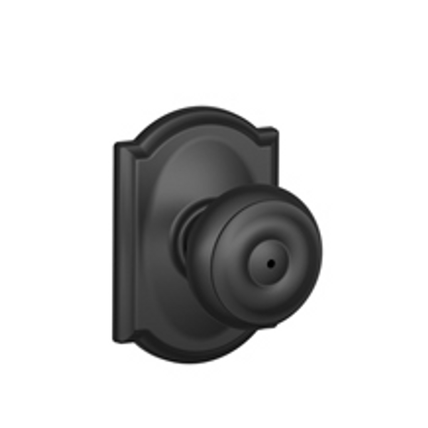 Schlage F40GEO622CAM Matte Black Privacy Georgian Style Knob with Camelot Rose