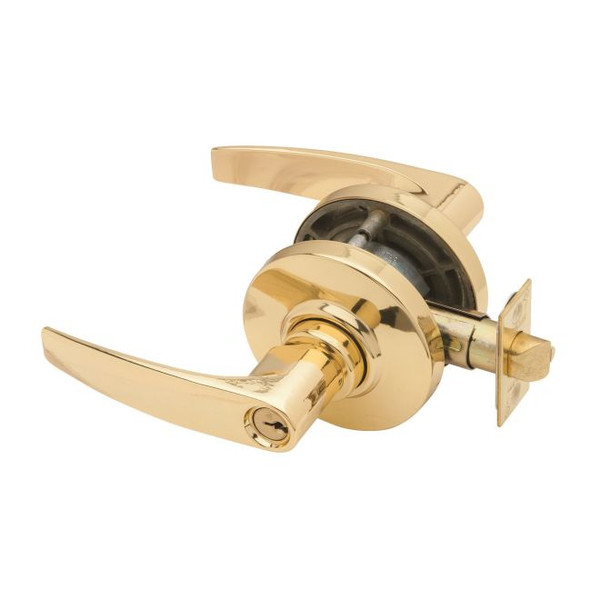 Schlage AL80PD-JUP-605 Bright Brass Storeroom Lock Jupiter Handle