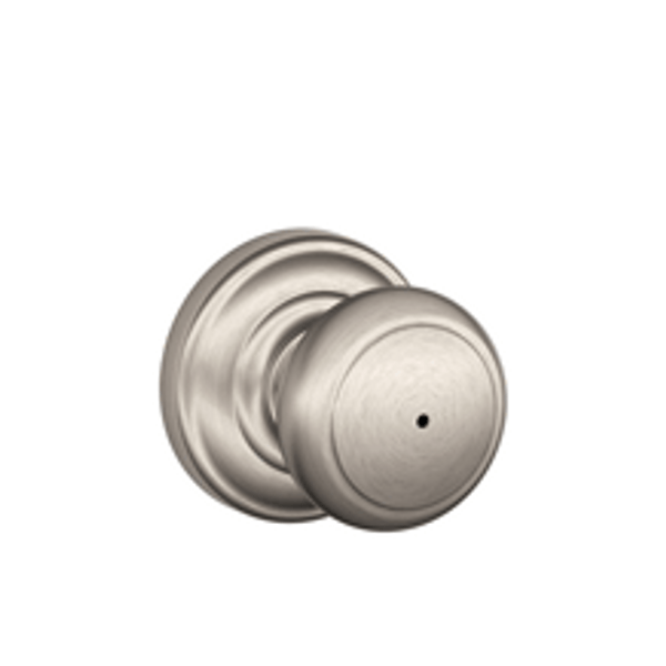 Schlage F40AND619AND Satin Nickel Privacy Andover Style Knob with Andover Rose