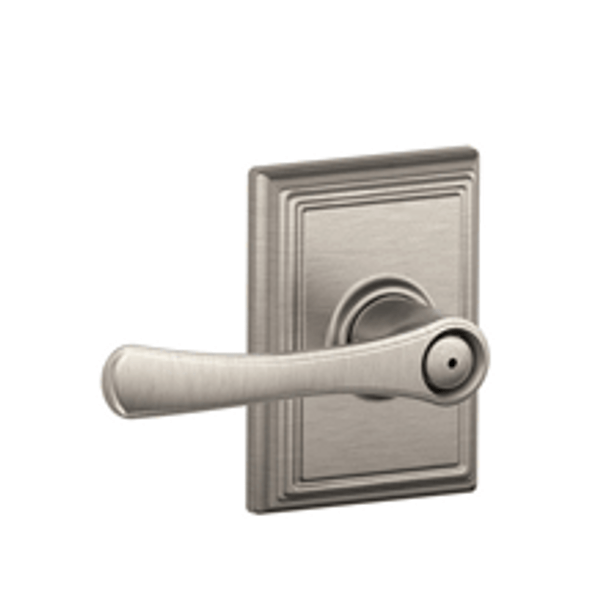 Schlage F40VLA619ADD Satin Nickel Privacy Avila Style Lever with Addison Rose