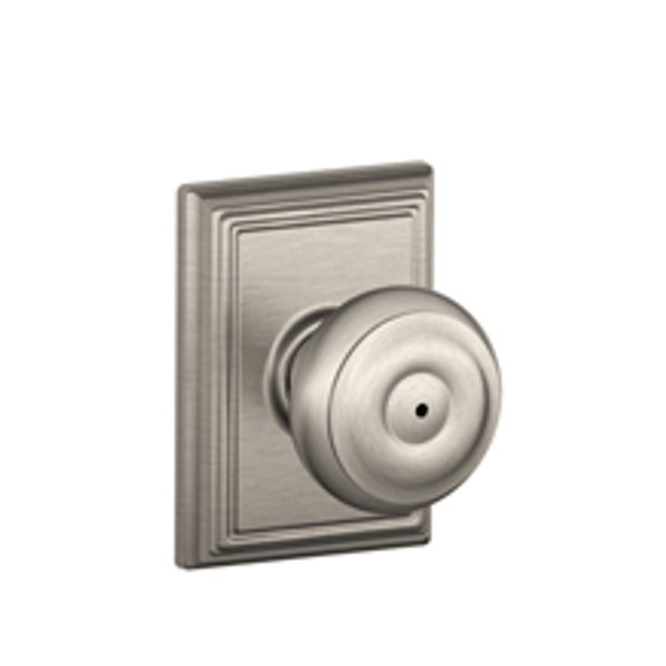 Schlage F40GEO619ADD Satin Nickel Privacy Georgian Style Knob with Addison Rose