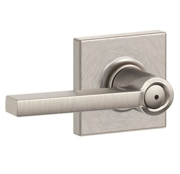 Schlage F40LAT619COL Satin Nickel Privacy Latitude Style Lever with Collins Rose