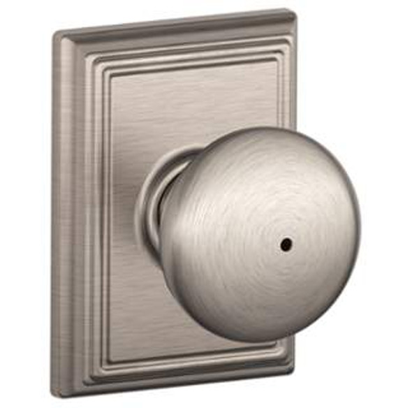 Schlage F40PLY619ADD Satin Nickel Privacy Plymouth Style Knob with Addison Rose