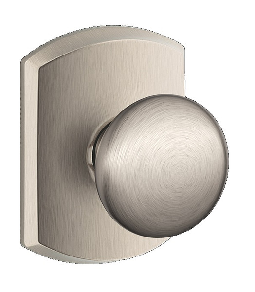 Schlage F40PLY619GRW Satin Nickel Privacy Plymouth Style Knob with Greenwich Rose