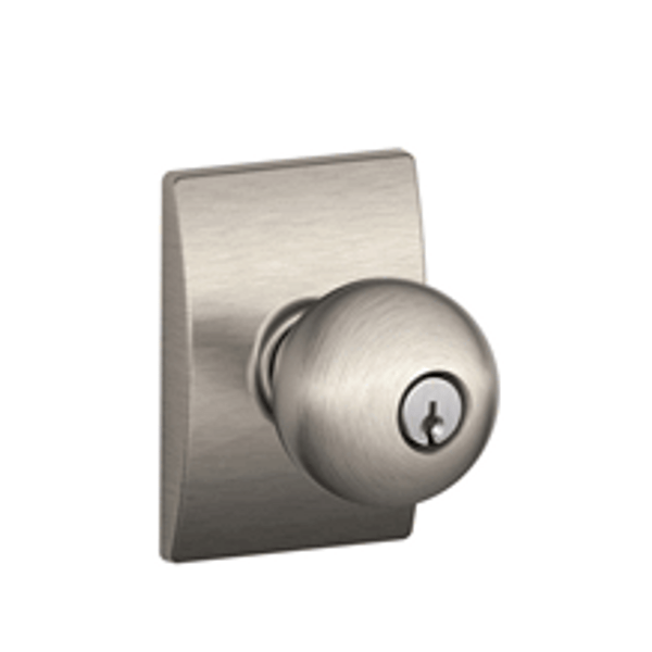 Schlage F51AORB619CEN Satin Nickel Keyed Entry Orbit Style Knob with Century Rose