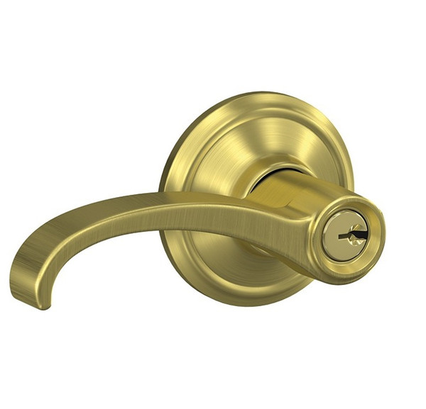 Schlage F51AWIT608ALD Whitney Lever with Alden Rose Keyed Entry Lock Satin Brass Finish