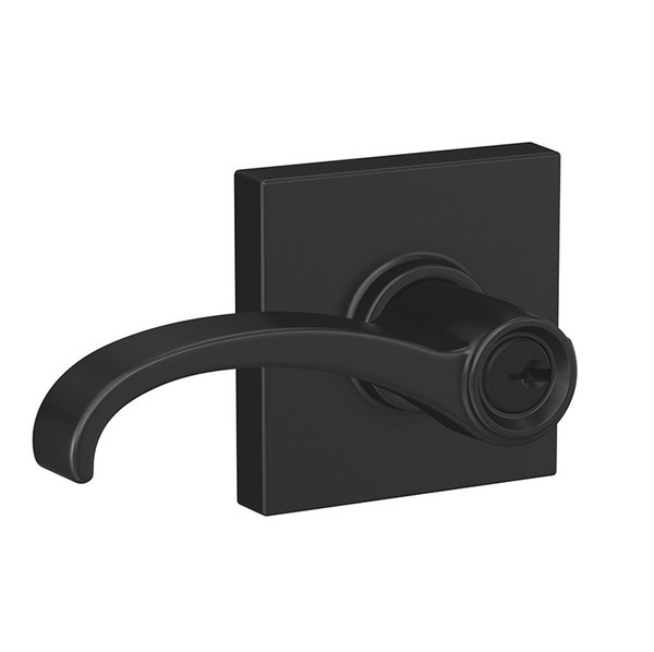 Schlage F51AWIT622COL Whitney Lever with Collins Rose Keyed Entry Lock Matte Black Finish