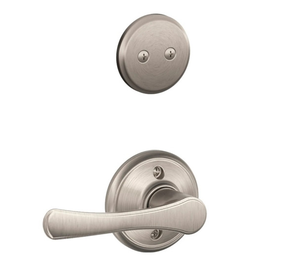 Schlage F94VLA619 Satin Nickel Dummy Handleset with Avila Lever and Regular Rose (Interior Side Only)