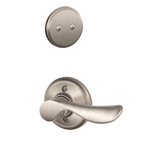 Schlage F94CHP619 Satin Nickel Dummy Handleset with Champagne Lever and Regular Rose (Interior Side Only)