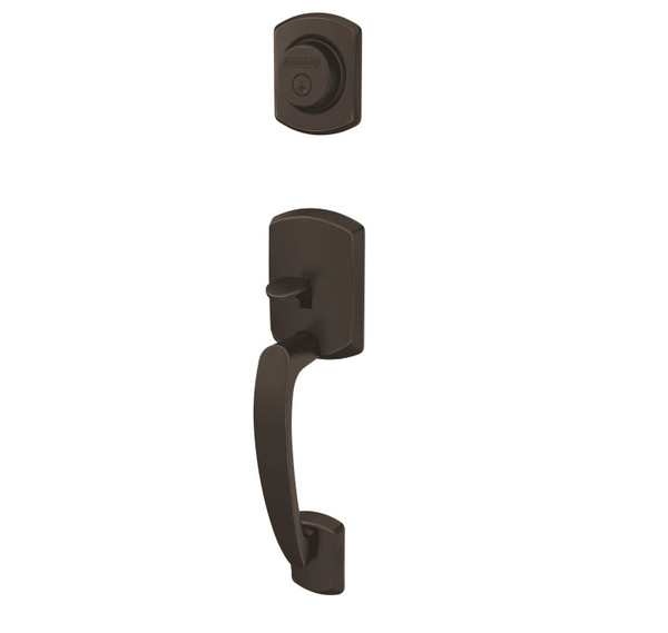 Schlage FC92GRW716 Aged Bronze Greenwich Dummy Handleset (Exterior Side Only)