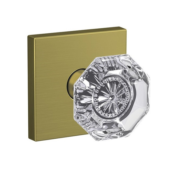 Schlage FC21ALX608COL Alexandria Knob with Collins Rose Passage and Privacy Lock Satin Brass Finish