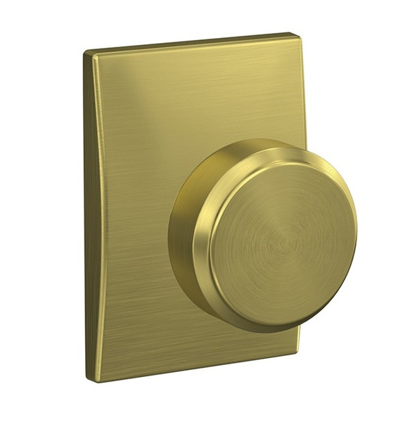 Schlage FC21BWE608CEN Bowery Knob with Century Rose Passage and Privacy Lock Satin Brass Finish