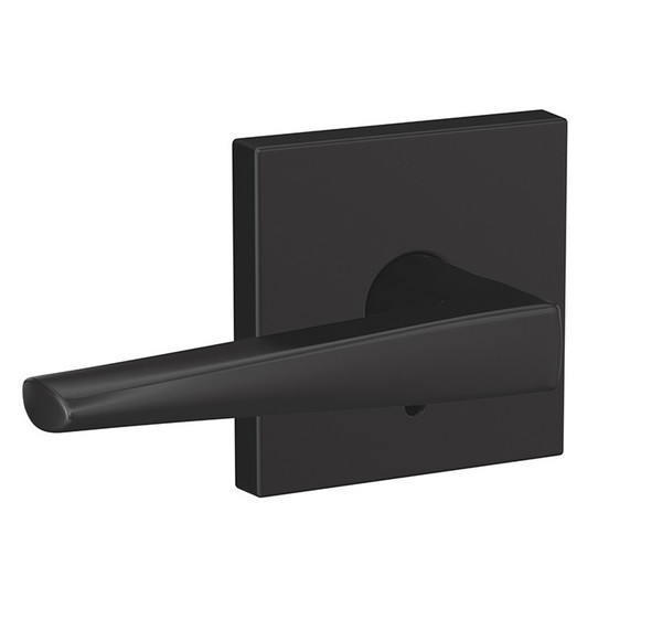 Schlage FC21ELR622COL Eller Lever with Collins Rose Passage and Privacy Lock Matte Black Finish