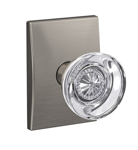 Schlage FC21HOB619CEN Hobson Knob with Century Rose Passage and Privacy Lock Satin Nickel Finish