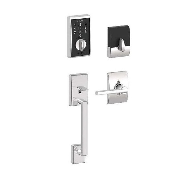 Schlage FE375CEN625LATCEN Bright Chrome Century Keyless Touch Pad Electronic Handleset with Latitude Lever and Century Rose