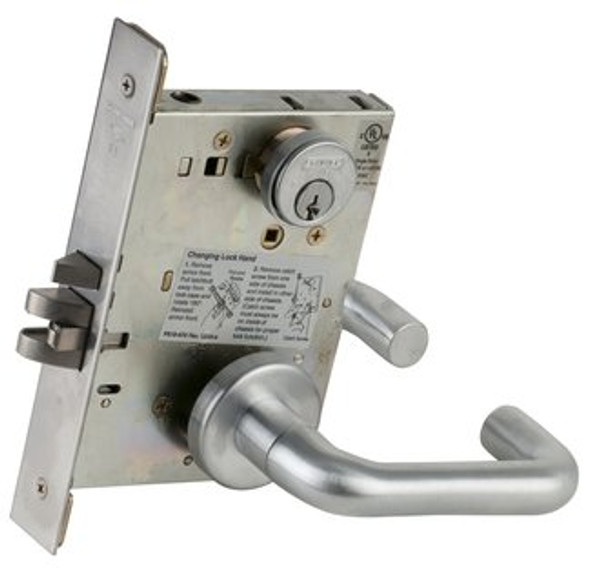 Schlage L9056P-626 Satin Chrome Mortise Entrance/Office Lock with Automatic Unlocking with Your Choice of Handle and Rose