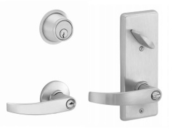 Schlage S270PD-NEP-605 Bright Brass Classroom Double Locking Interconnected Neptune Handle