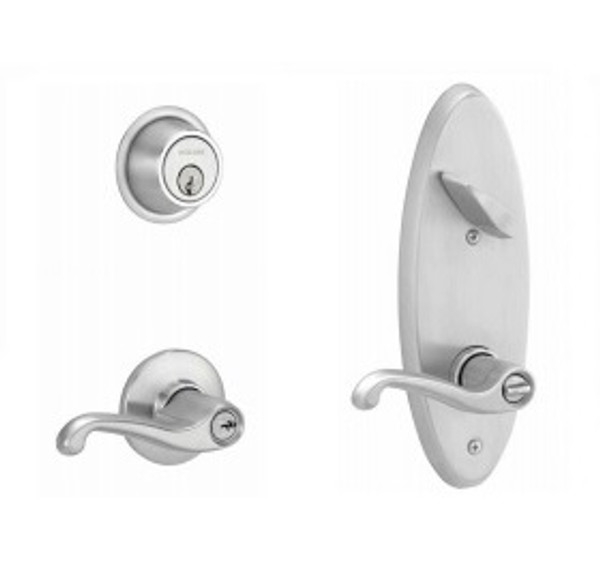 Schlage S280PD-FLA-626 Satin Chrome Storeroom Double Locking Interconnected Flair Handle