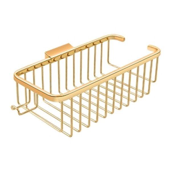 Deltana WBR1054HCR003 Lifetime Polished Brass 10-3/8" Rect/Shampoo W/Hook Wire Basket