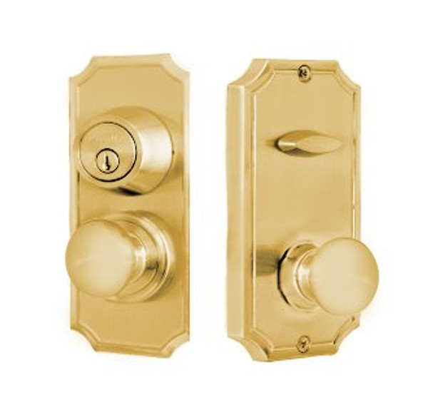Weslock 01501IBI3SL2D Unigard Premiere Interconnected Entry with Impresa Knob with 2-3/8" Latch and Round Corner Strikes Lifetime Brass Finish