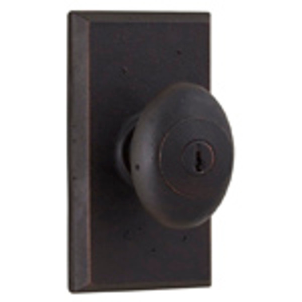 Weslock 7340M-1 Oil Rubbed Bronze Durham Keyed Entry Knob with Square Rosette