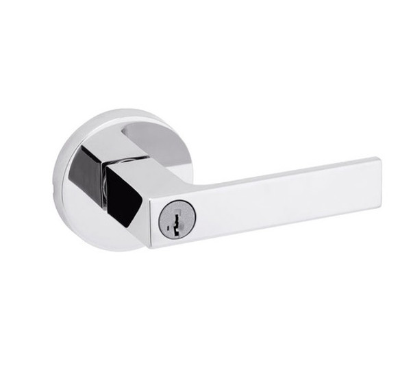 Kwikset 740SALRDT-26 Polished Chrome Singapore Keyed Entry Lever with Round Rose