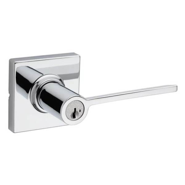 Kwikset 405LRLSQT-26 Polished Chrome Keyed Entry Ladera Lever and Square Rose