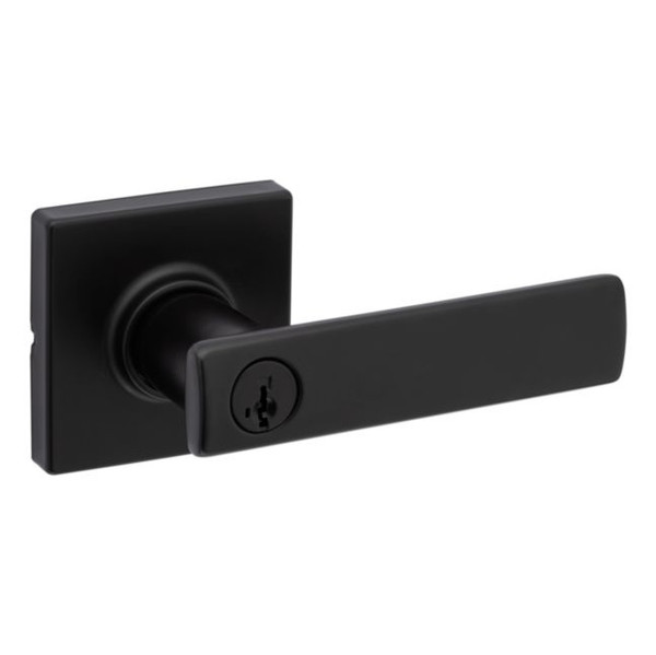 Kwikset 405BRNLSQT-514 Iron Black Keyed Entry Breton Lever and Square Rose