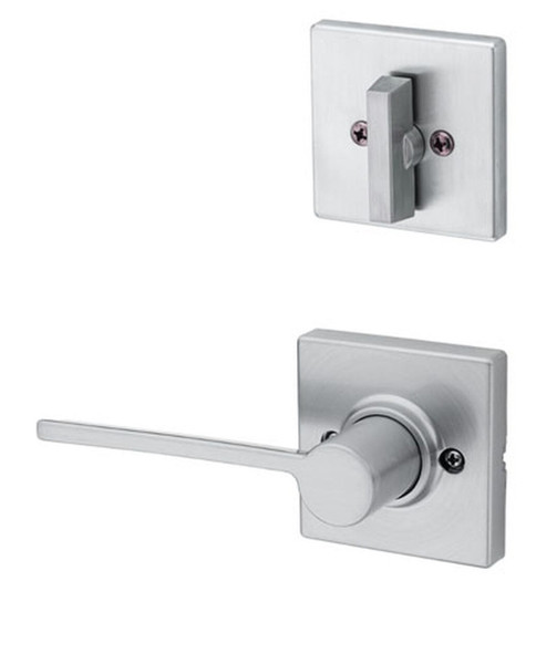 Kwikset 604LRLSQT-26D-RH Right Hand Satin Chrome Ladera Lever with Square Rose Single Cylinder Handleset (Interior Side Only)