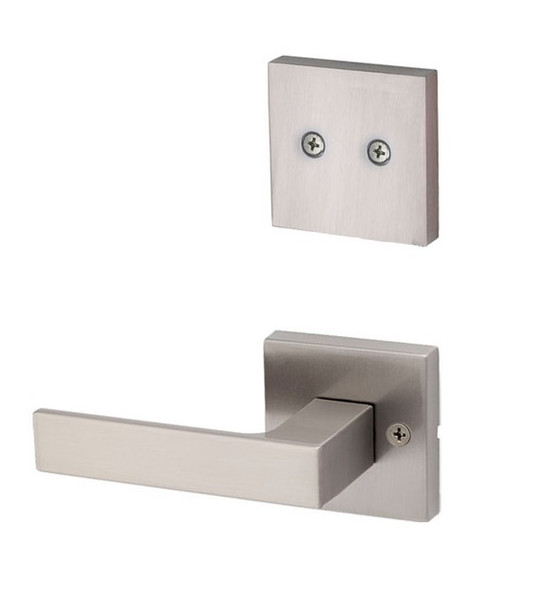 Kwikset 973SALSQT-15 Satin Nickel Dummy Handleset with Singapore Lever with Square Rosette (Interior Side Only)