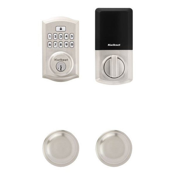 Kwikset 9260TRL-720H-15 Traditional SmartCode Keypad Electronic Deadbolt SmartKey with Hancock Knob Passage Lock Combo Satin Nickel Finish